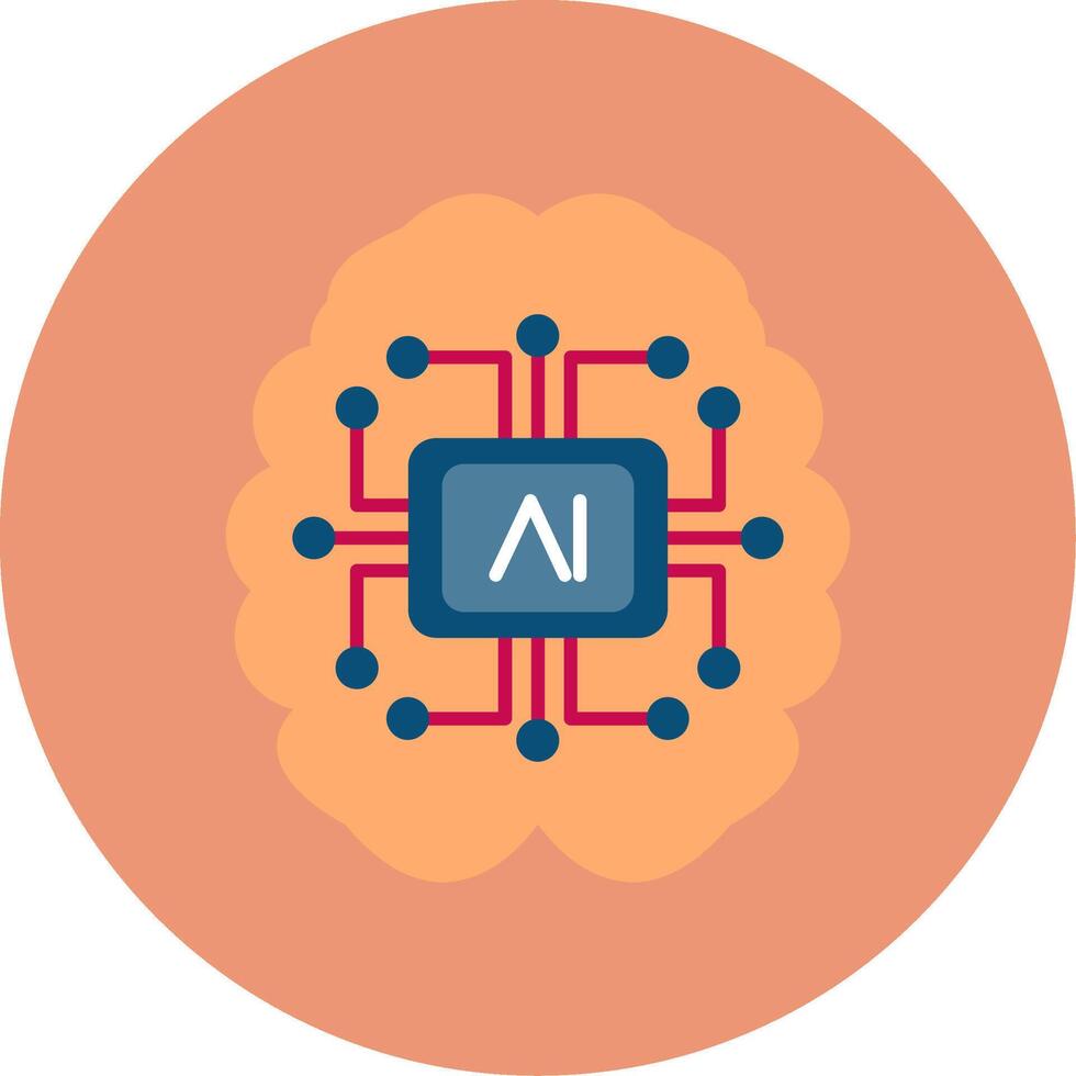 Artificial Intelligence Flat Circle Icon vector