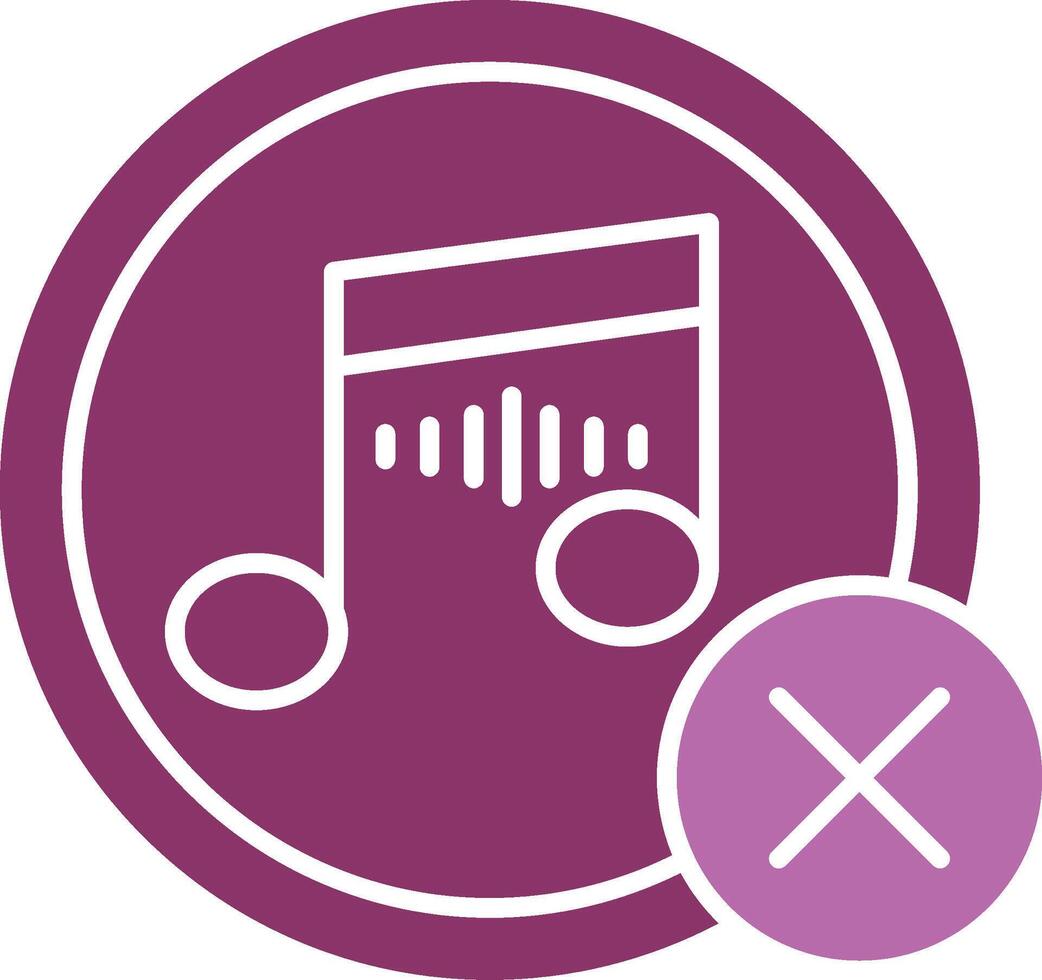 No Music Glyph Two Colour Icon vector