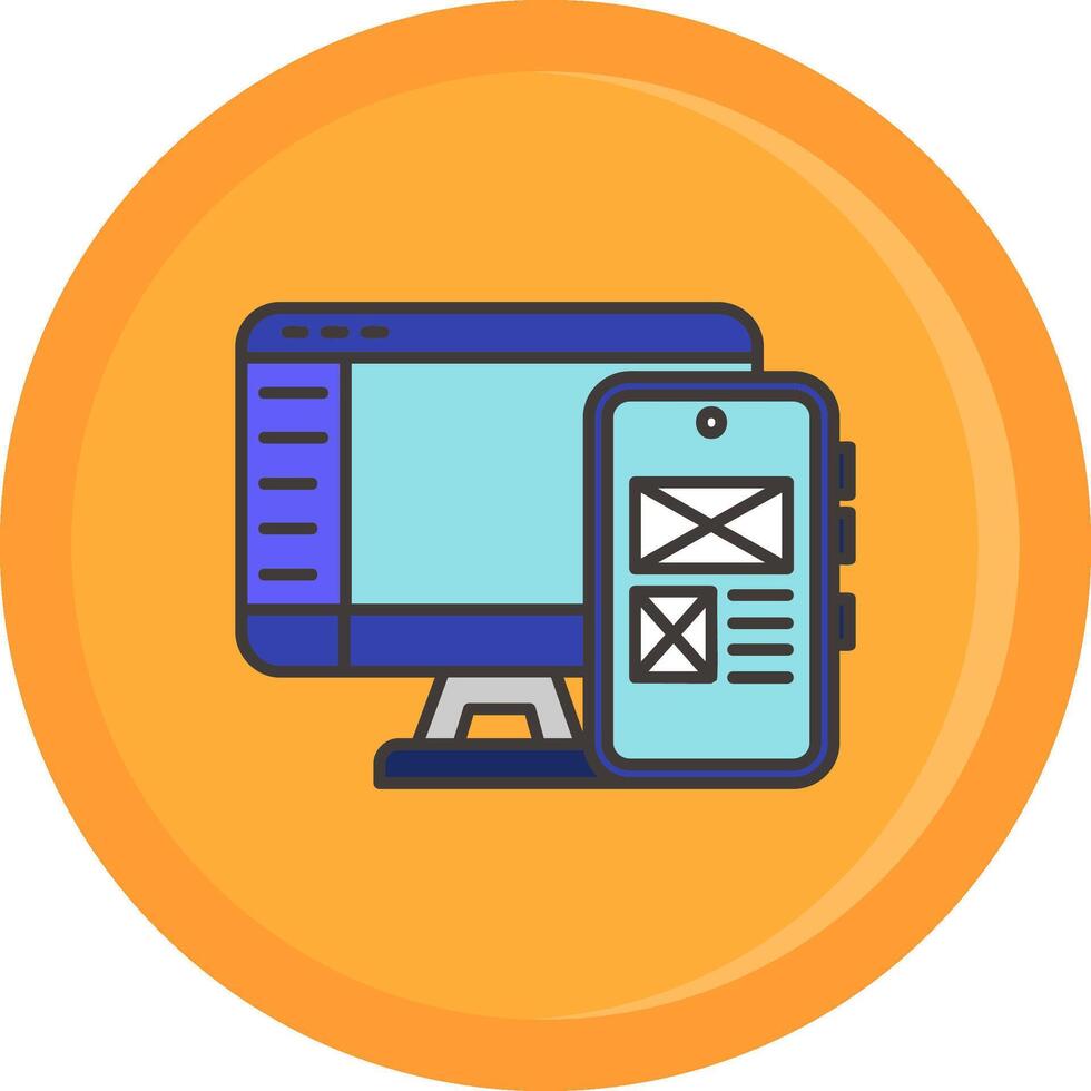 Responsive design Line Filled Icon vector