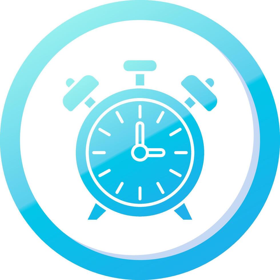 alarma reloj sólido azul degradado icono vector