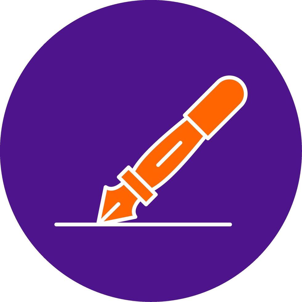 Fountain Pen Line Filled Circle Icon vector