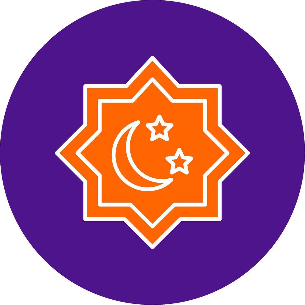 Islamic Star Line Filled Circle Icon vector