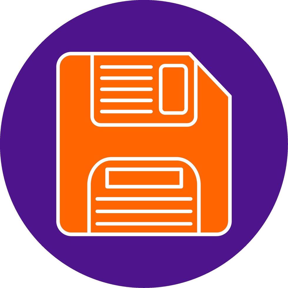 Floppy Disk Line Filled Circle Icon vector