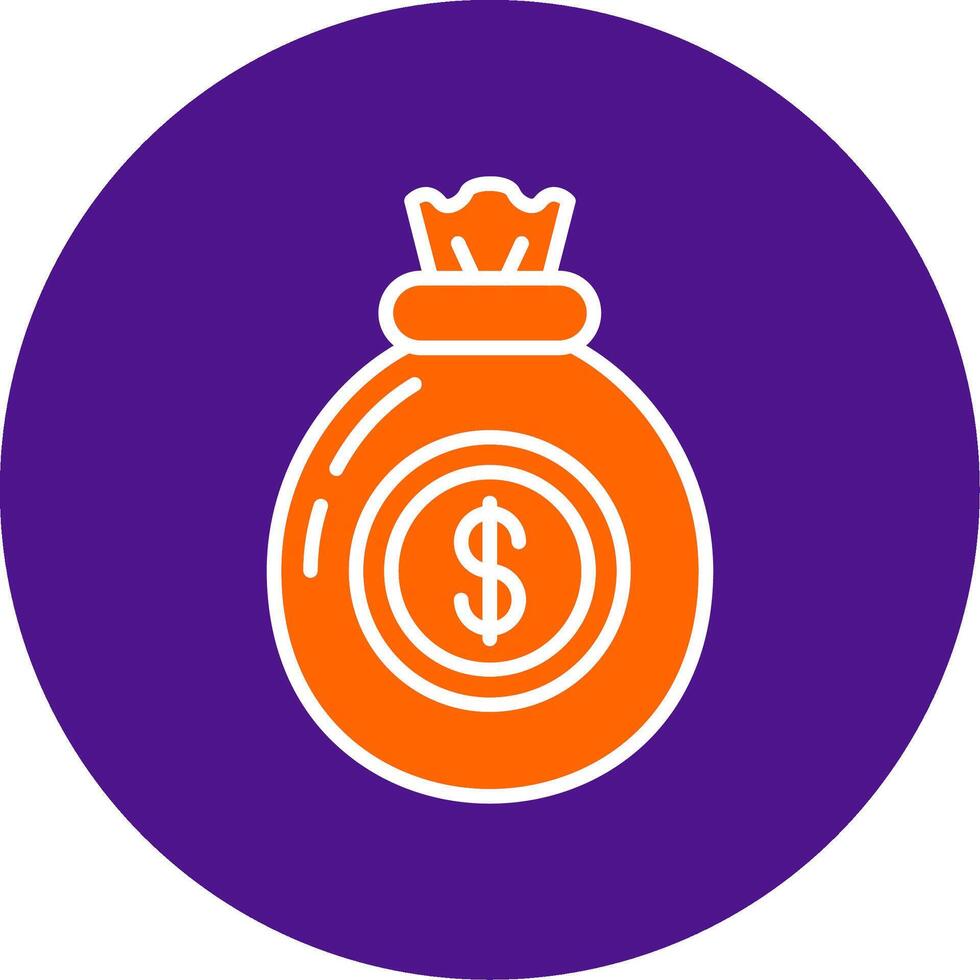 Money Bag Line Filled Circle Icon vector