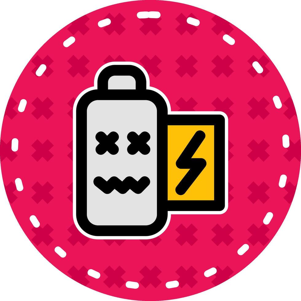 Battery dead Line Filled Sticker Icon vector