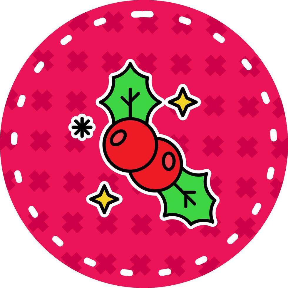 Mistletoe Line Filled Sticker Icon vector