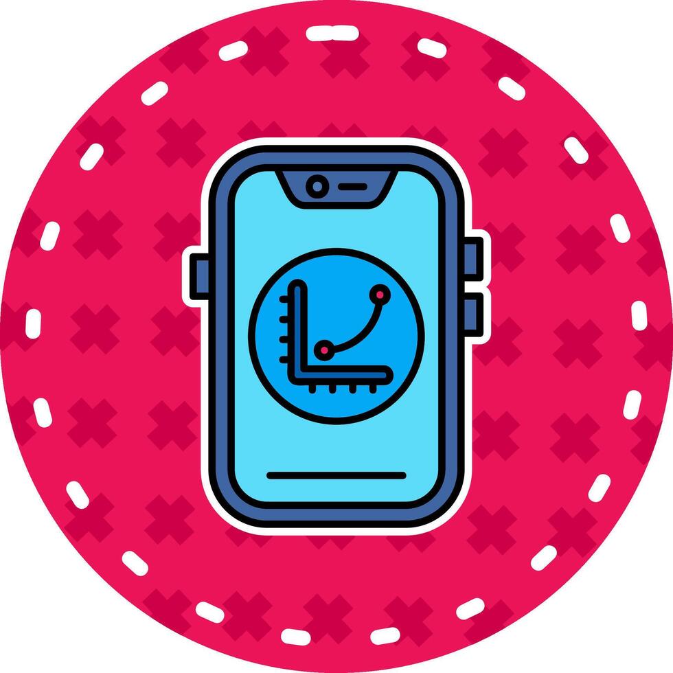 Graph Line Filled Sticker Icon vector