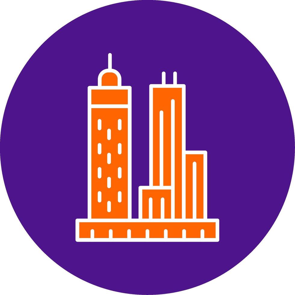 Skyscrapers Line Filled Circle Icon vector