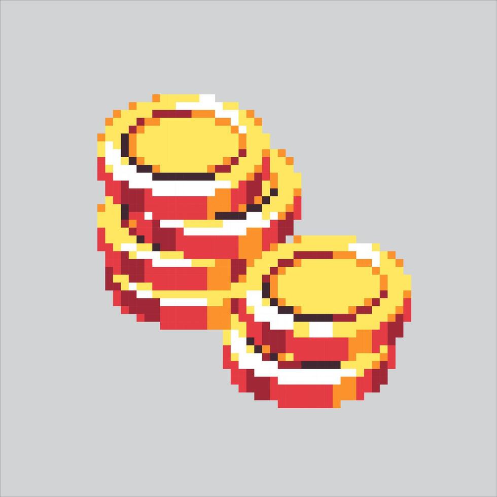 Pixel art illustration Coins. Pixelated Money. Bank Coin Money pixelated for the pixel art game and icon for website and video game. old school retro. vector