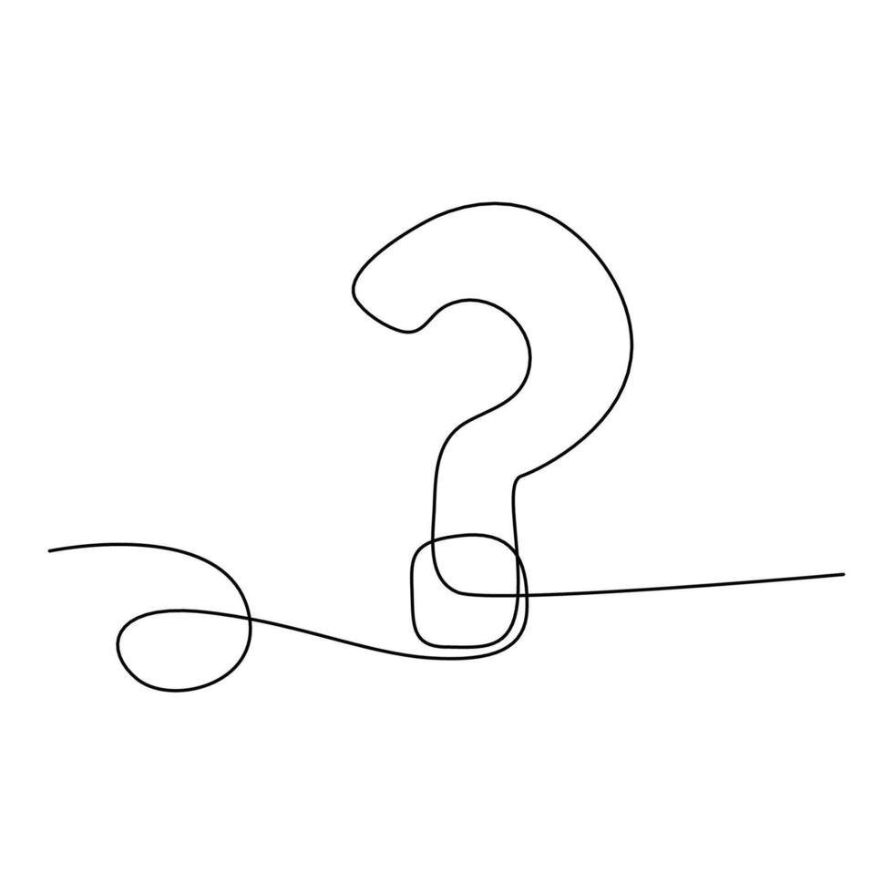 Continuous one  line drawing of question mark.  Editable stroke. Vector illustration