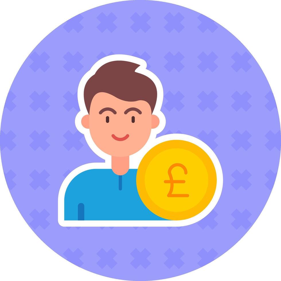 Pound Flat Sticker Icon vector