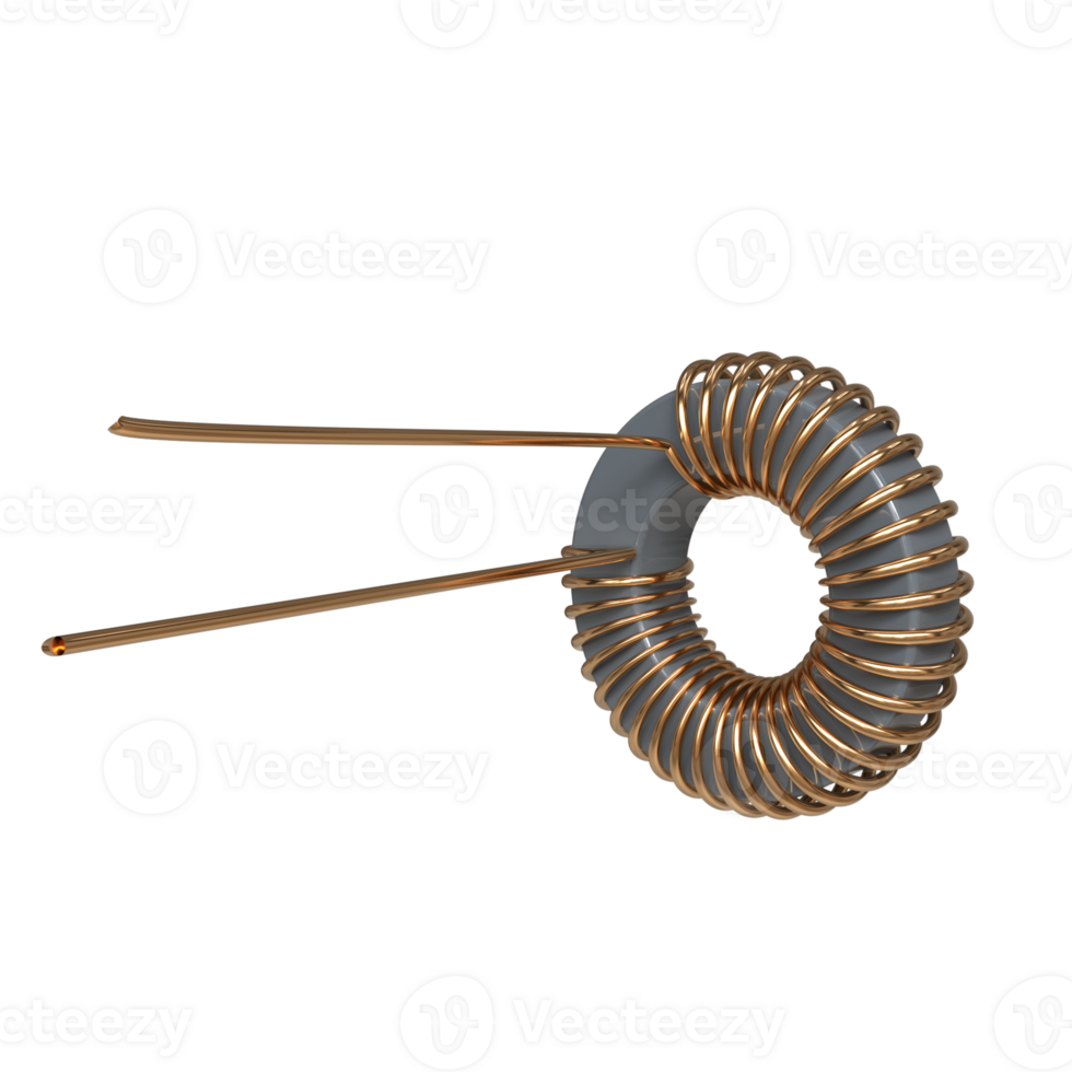 Electronic Inductor rendering, technology design element png