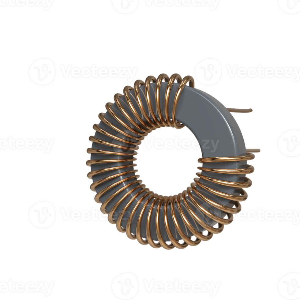 Electronic Inductor rendering, technology design element png