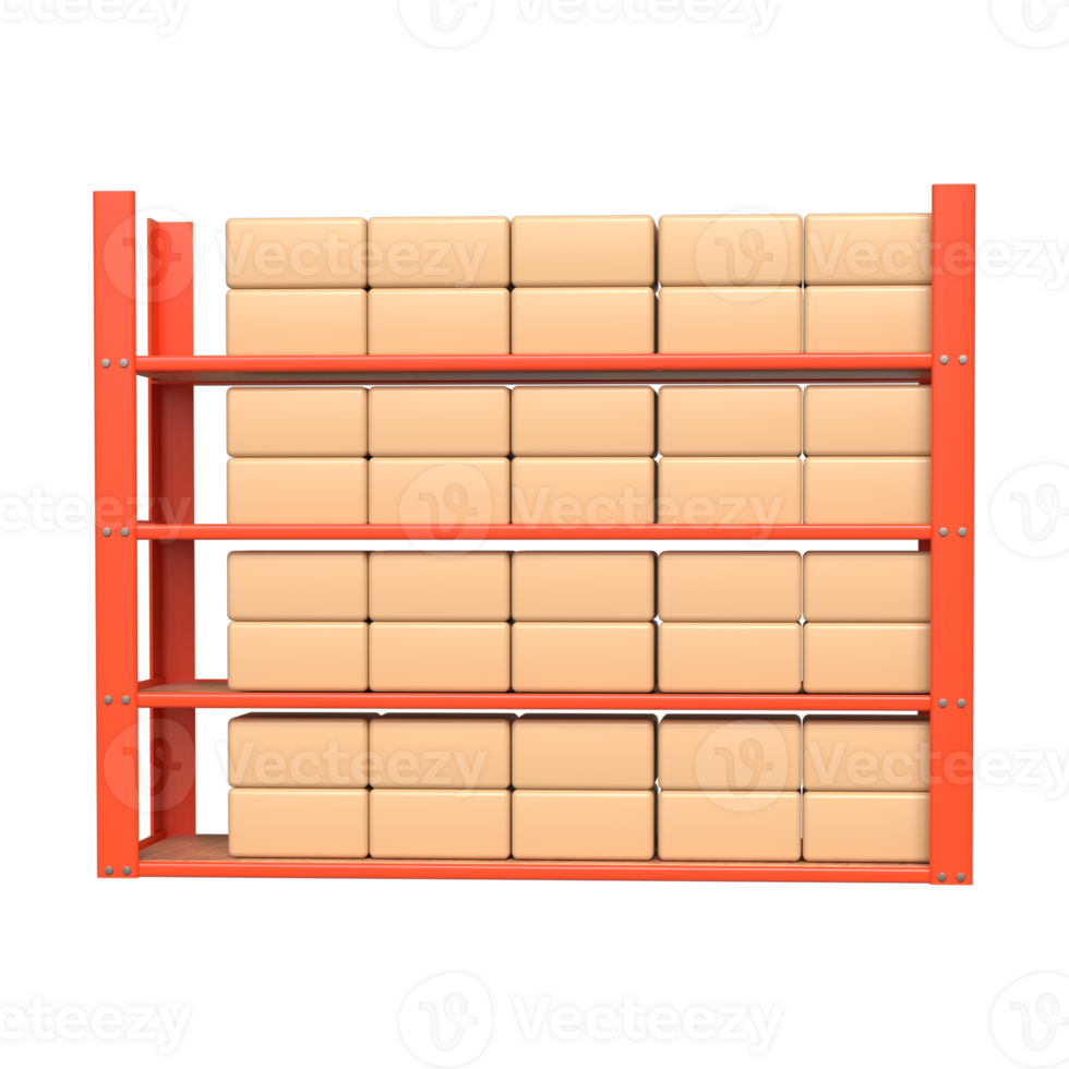 3D Rendering of Warehouse Shelf or Industrial rack png