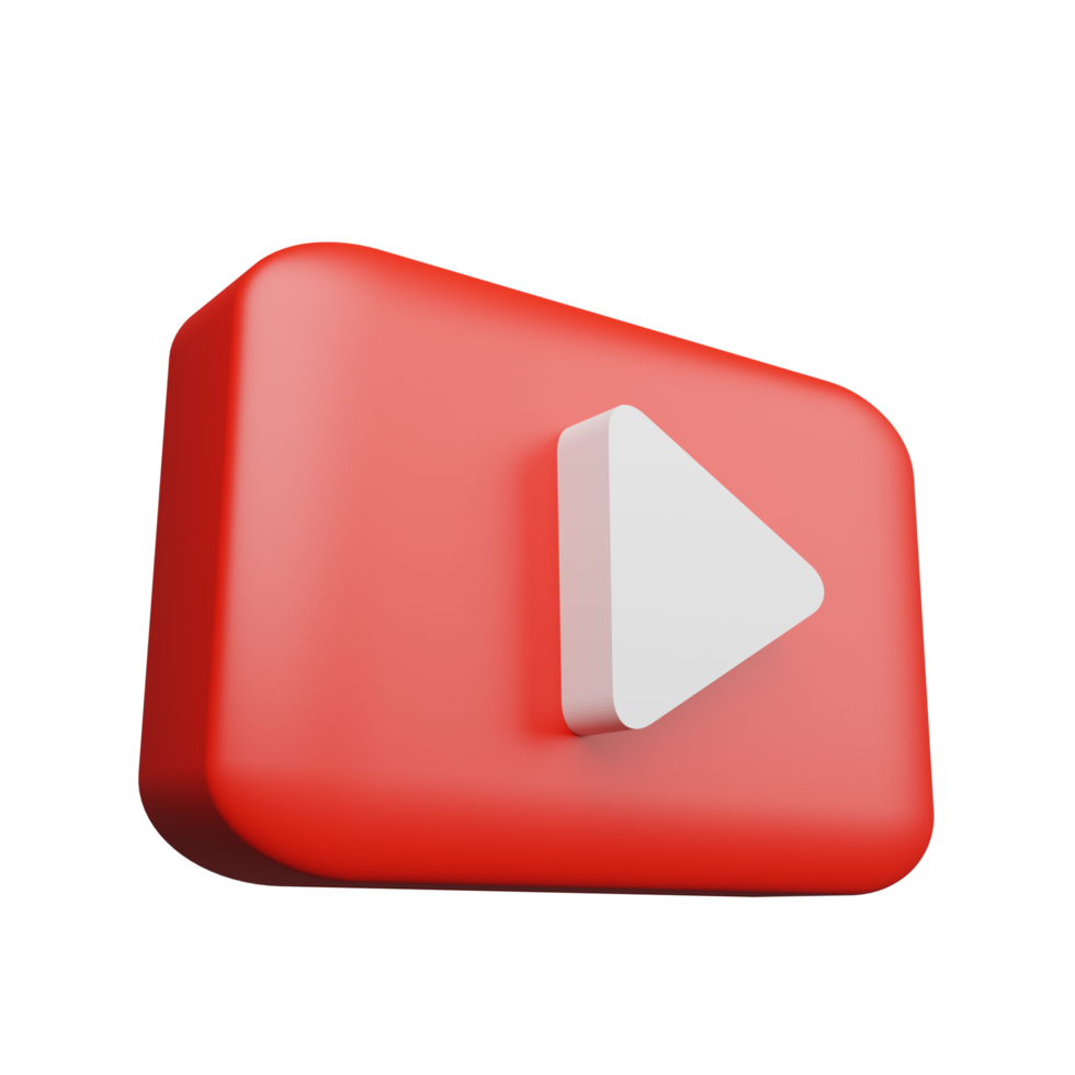 3D youtube logo icon isolated on transparent background png