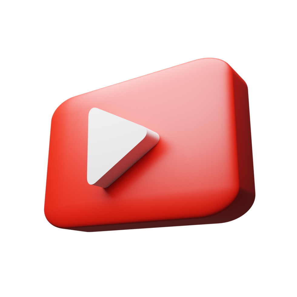 3D youtube logo icon isolated on transparent background png