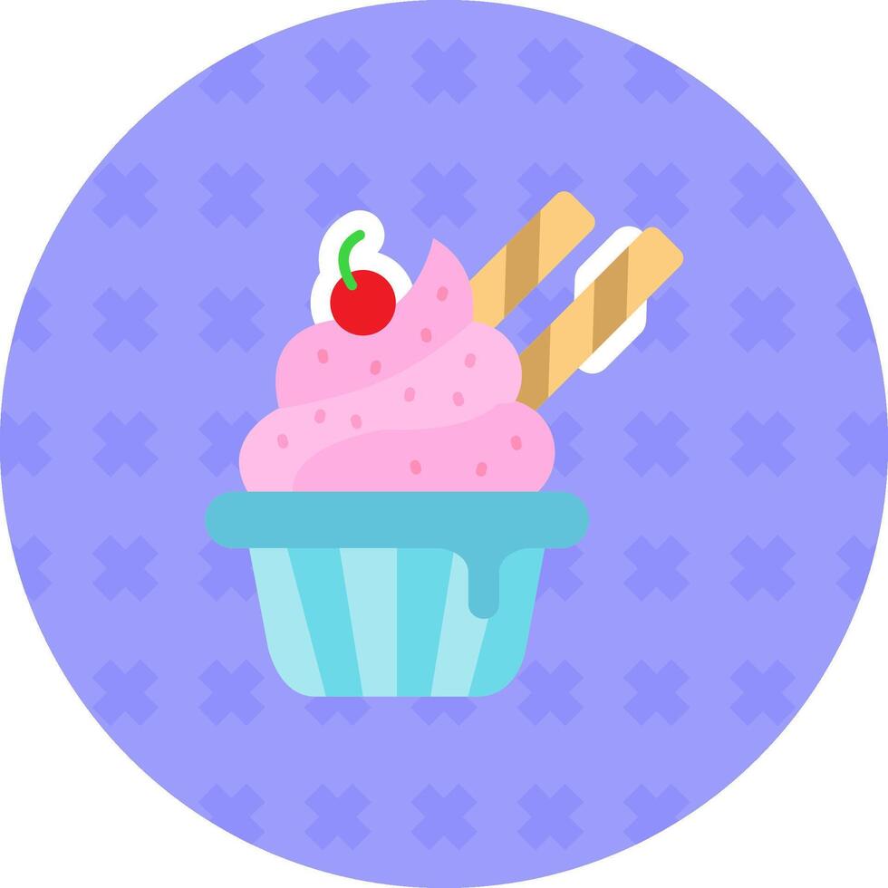 Cupcake Flat Sticker Icon vector