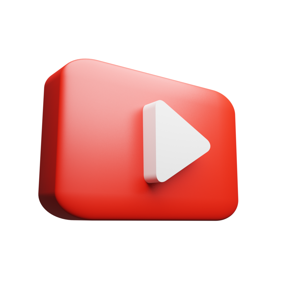 3D youtube logo icon isolated on transparent background png