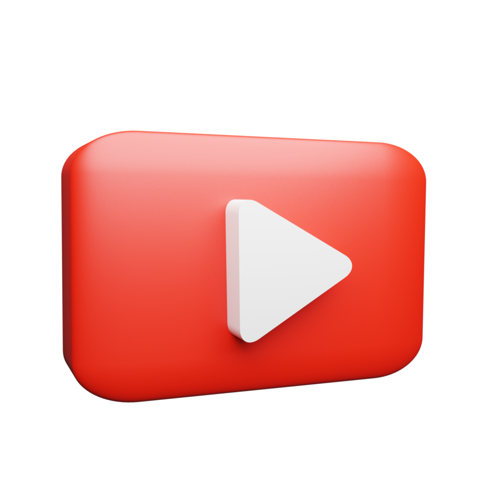 3D youtube logo icon isolated on transparent background png