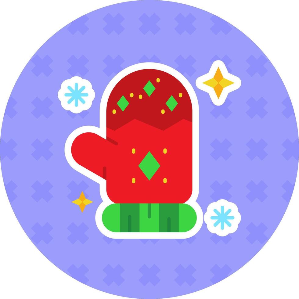 Mitten Flat Sticker Icon vector