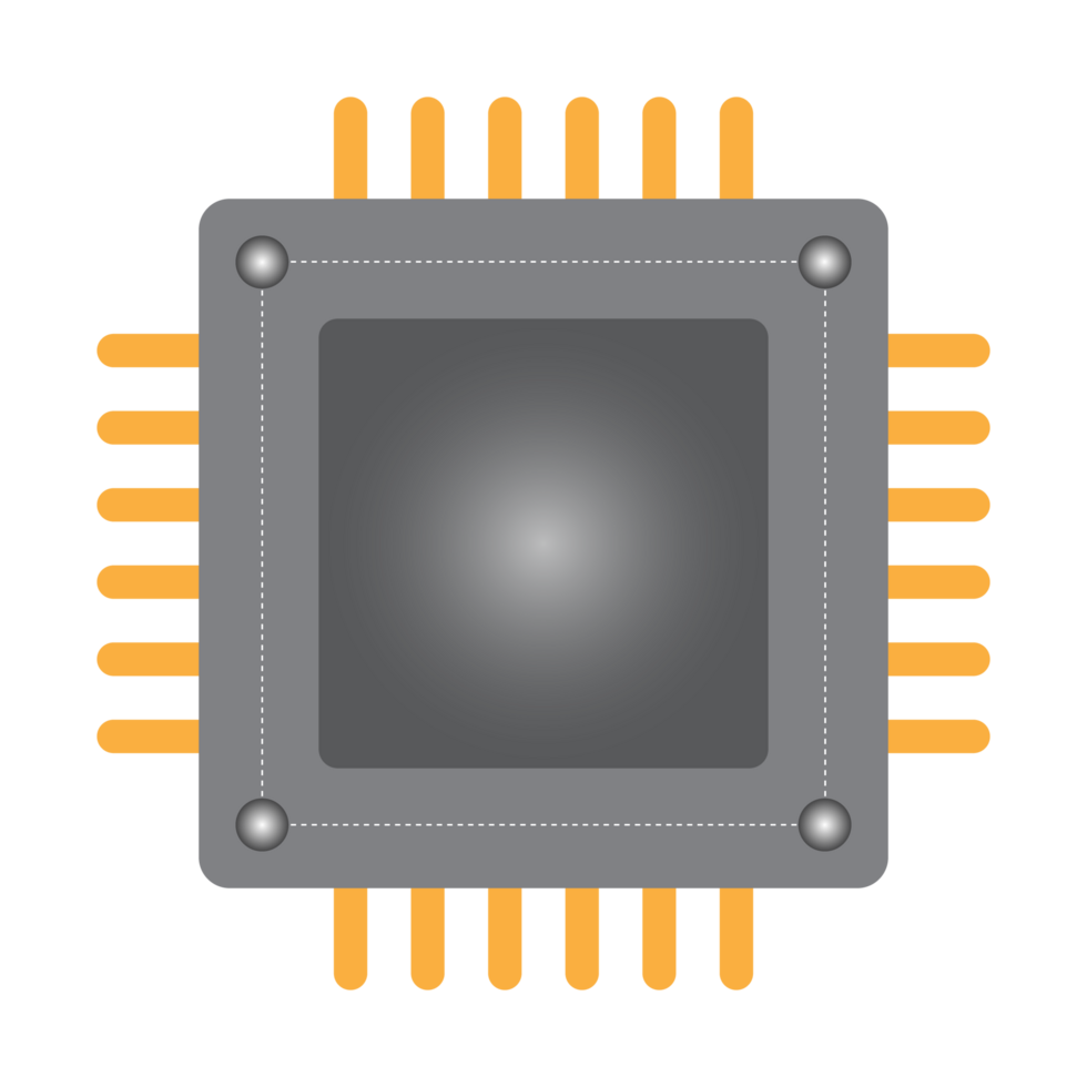 a computer processor chip icon, isolated on transparent background png