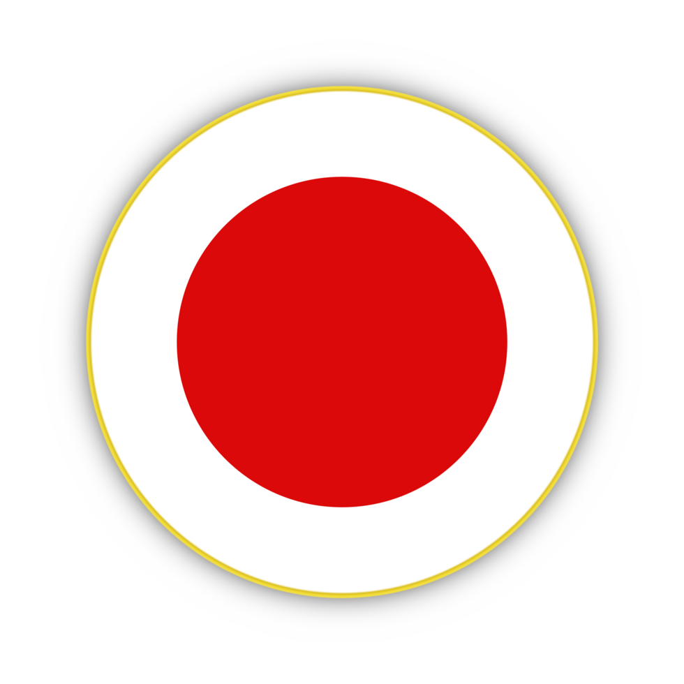 Japan flag with yellow frame free PNG flag image With transparent background - National Flag