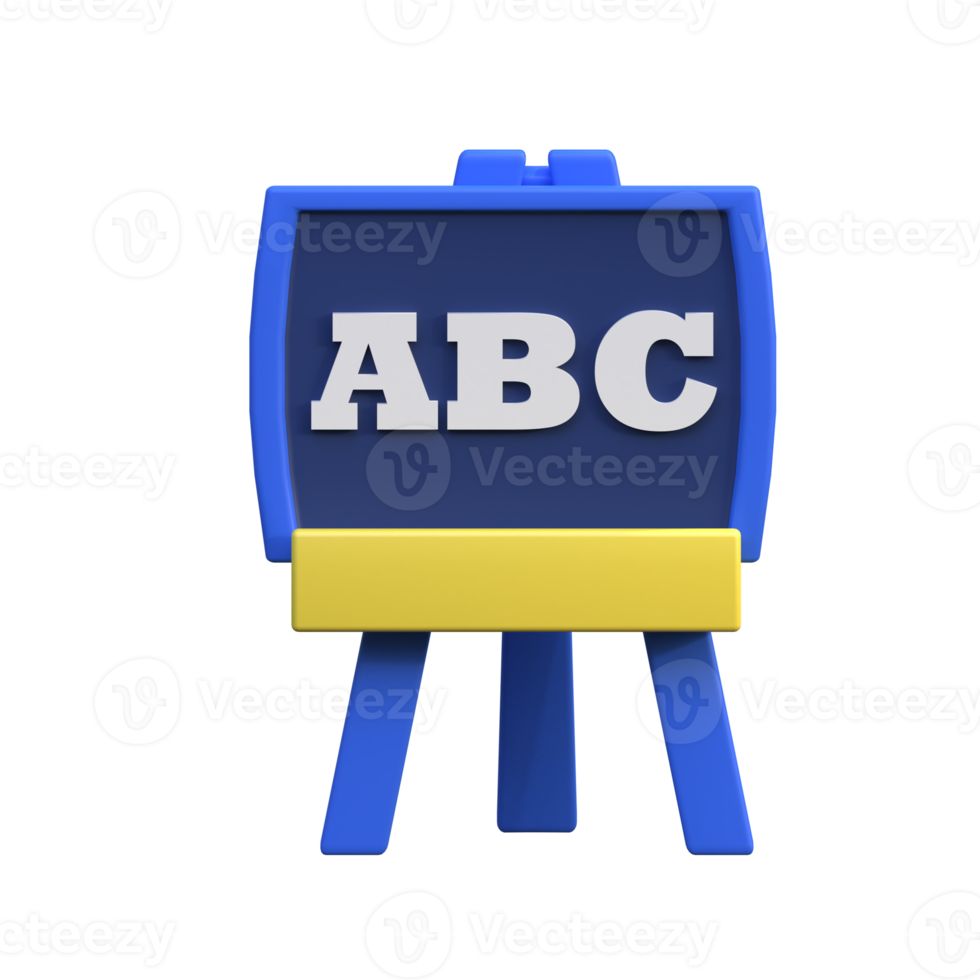 school blackboard icon. Blue blackboard, 3d icon. PNG