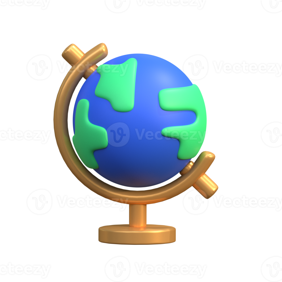 wereld wereldbol aardrijkskunde klasse symbool 3d illustratie 3d icoon 3d illustratie geïsoleerd png