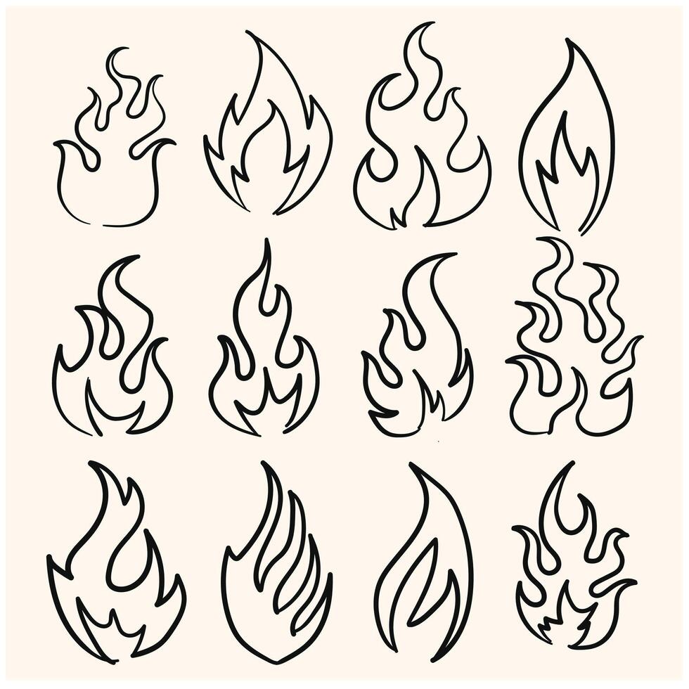 Fire and fireball Illustration style doodle and line art vector