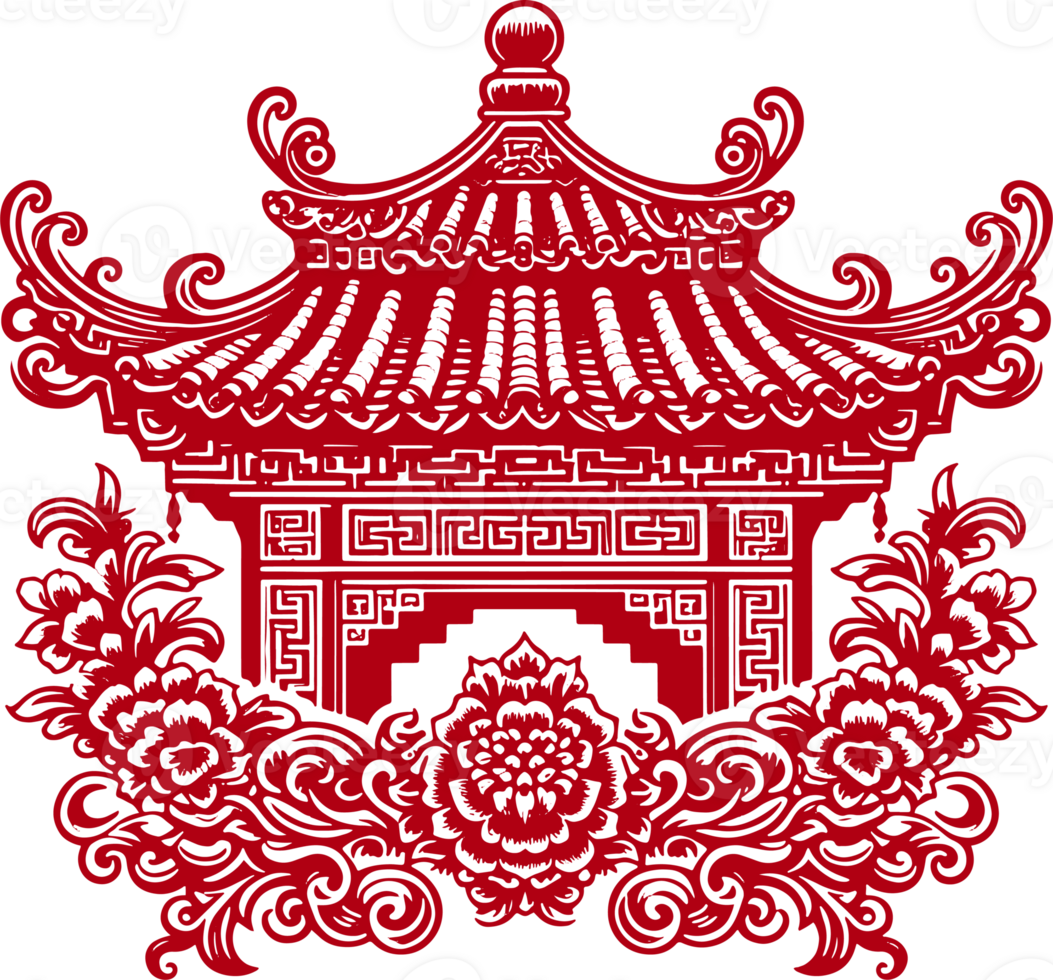 red chinese pattern frame png