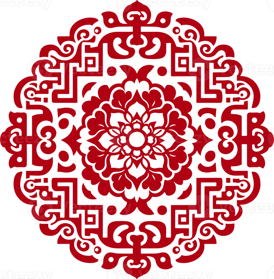 red chinese pattern frame png