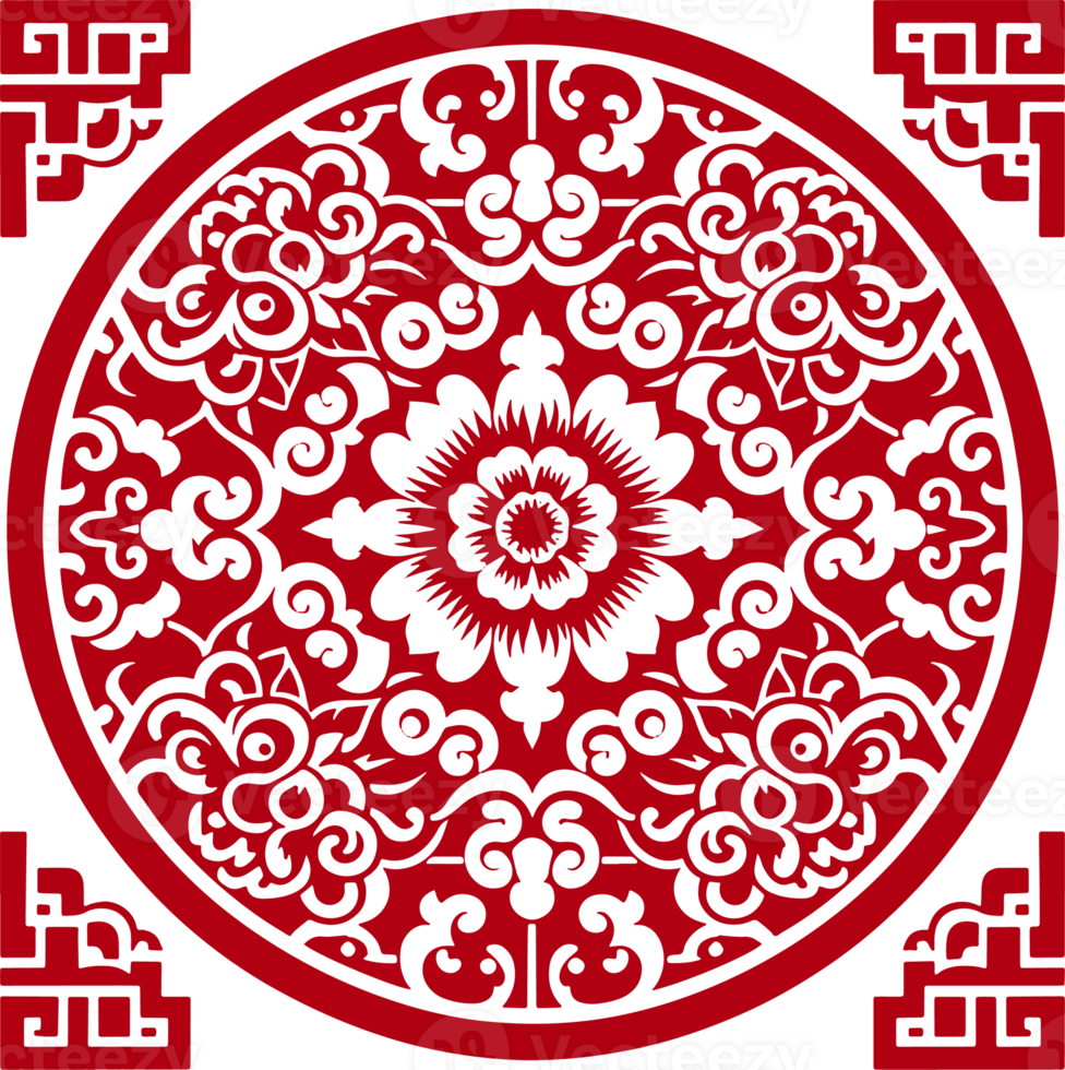 red chinese pattern frame png