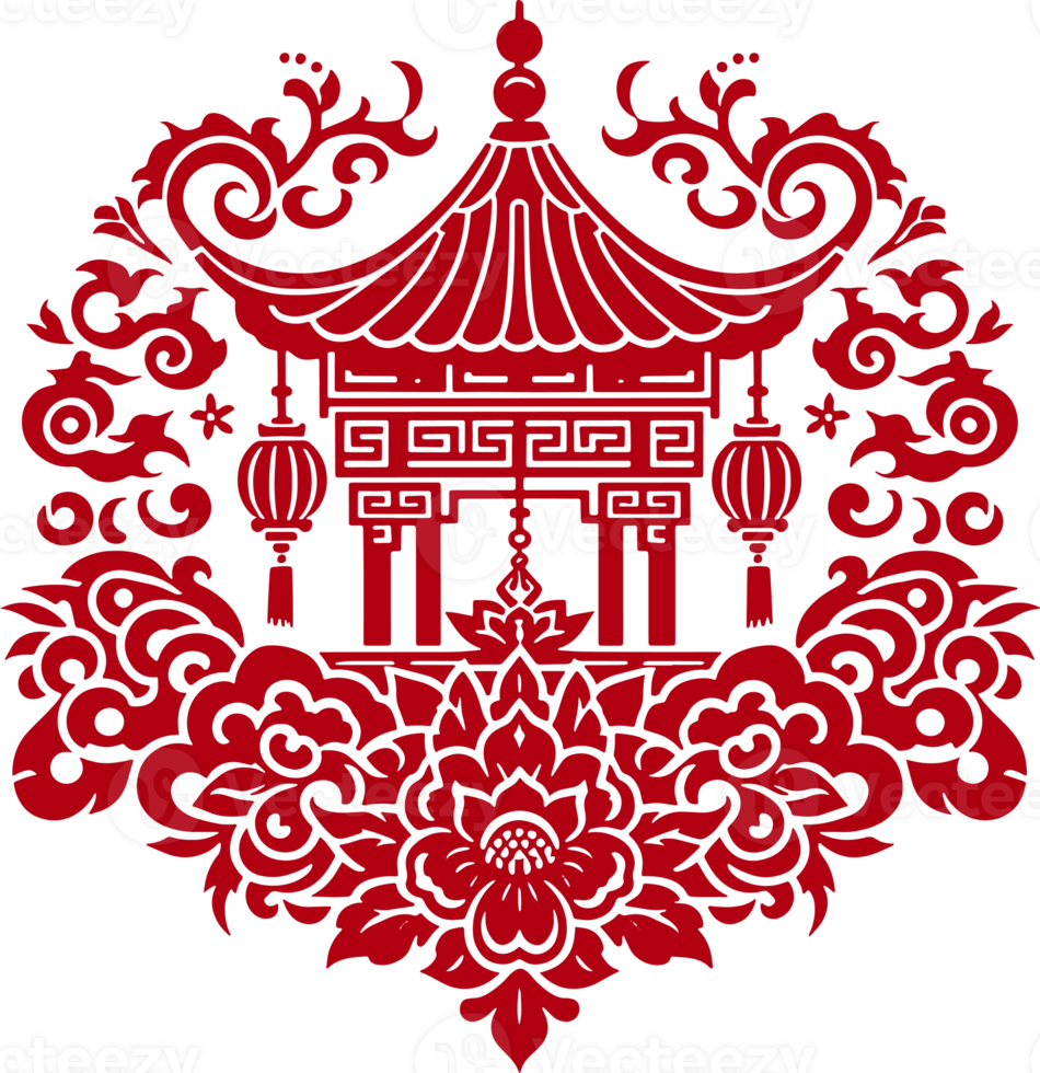 red chinese pattern frame png