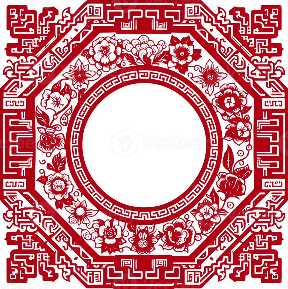 red chinese pattern frame png
