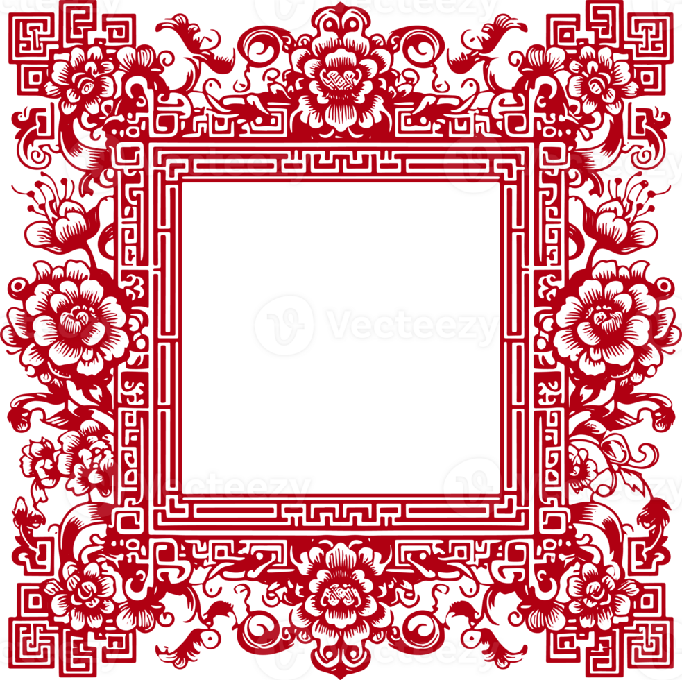 red chinese pattern frame png