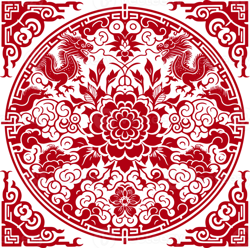 red chinese pattern frame png