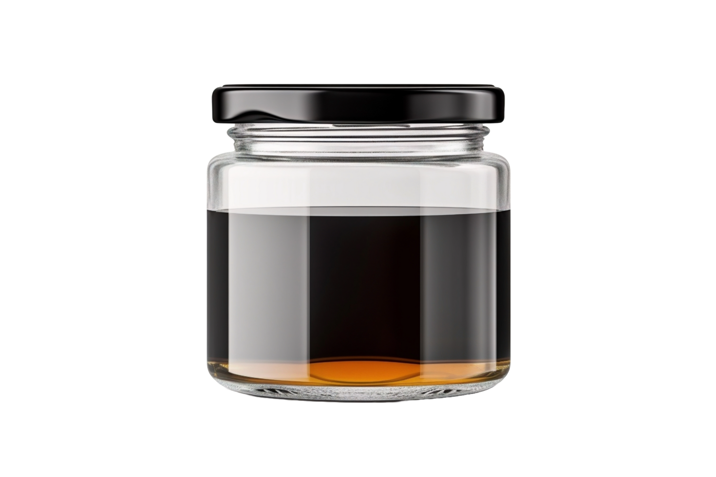 AI generated a glass jar with black liquid on a transparent background png