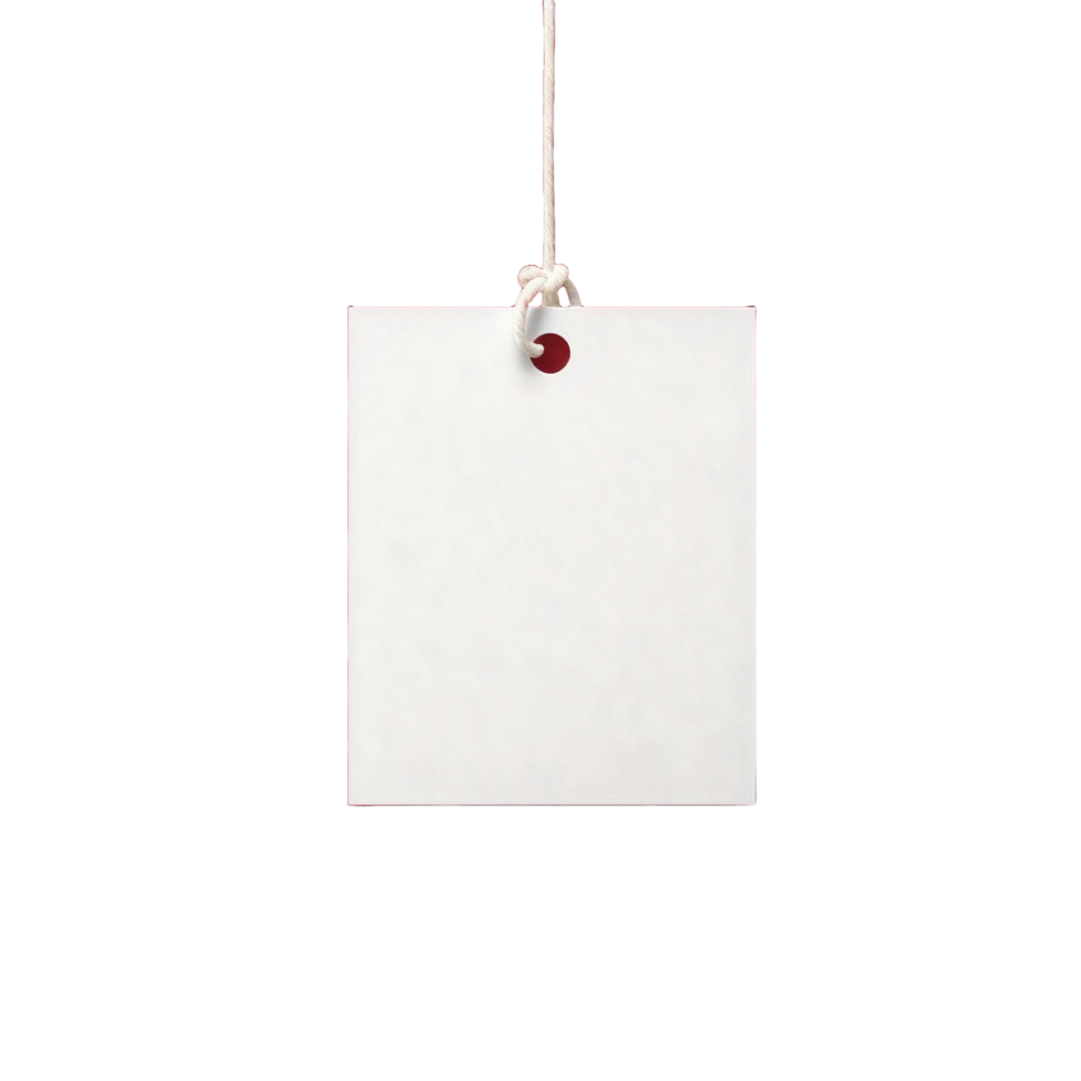 AI generated a blank white tag hanging on a  string png