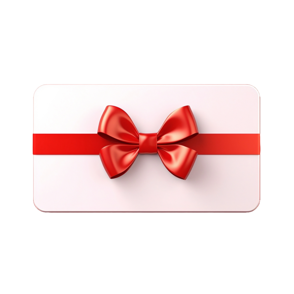 AI generated gift card with red bow on transparent background png