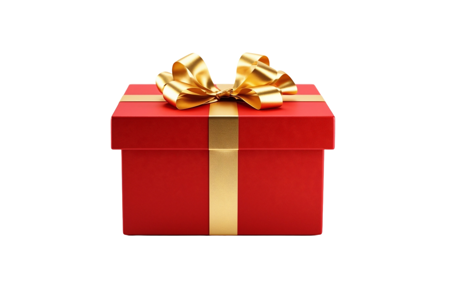 AI generated red gift box with golden bow on transparent background png