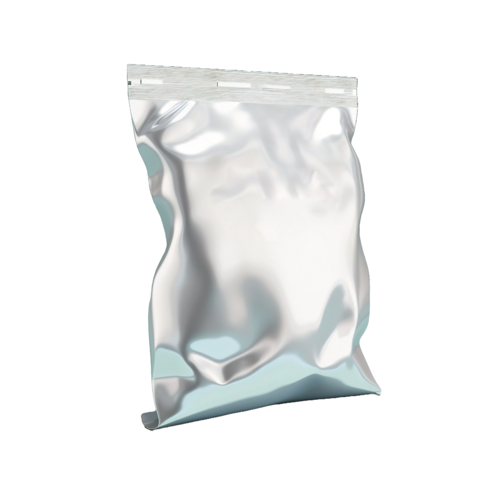 AI generated a silver foil pouch on a transparent background png