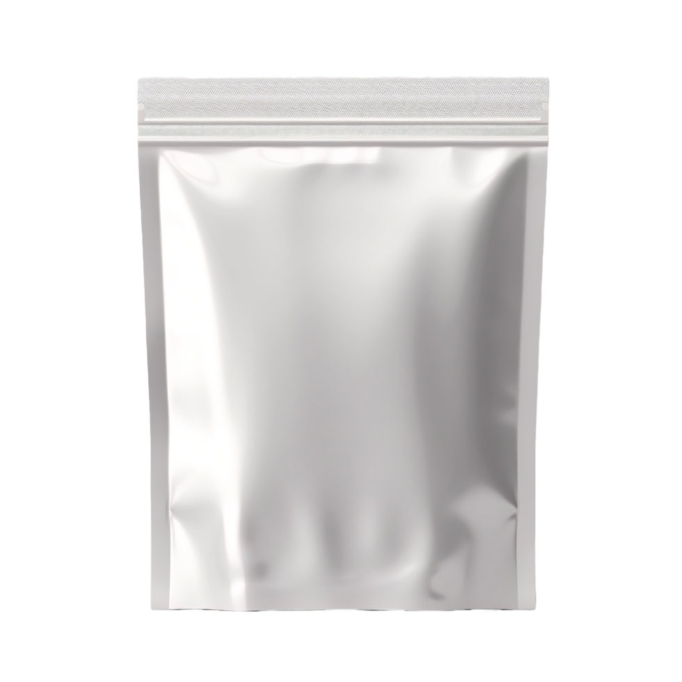 AI generated a silver foil pouch on a transparent background png