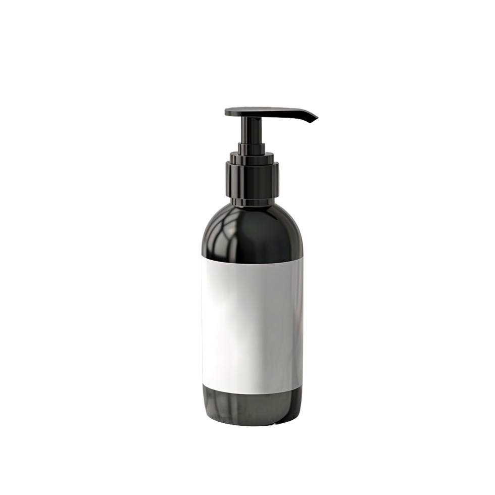 AI generated a black and white bottle of soap on a transparent background png
