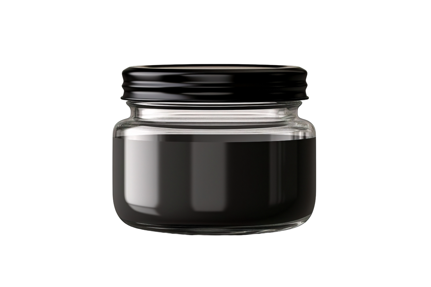 AI generated a glass jar with black liquid on a transparent background png