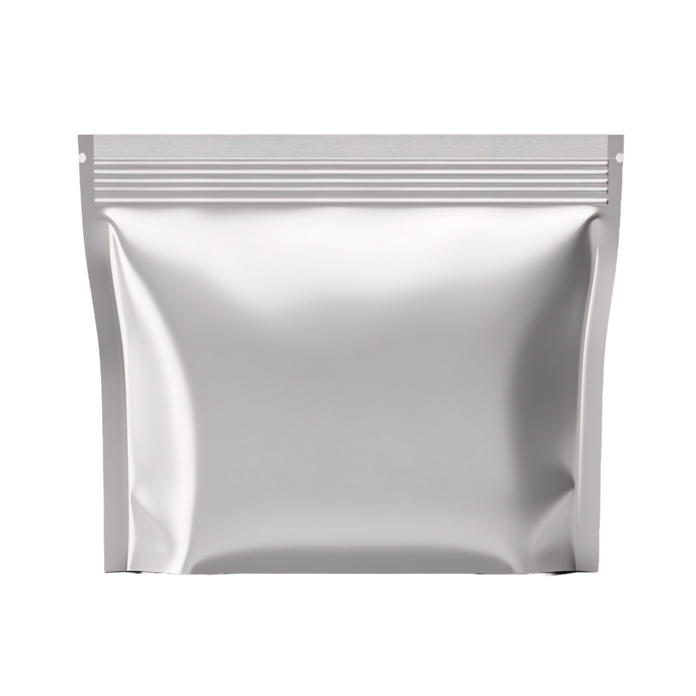 AI generated a silver foil pouch on a transparent background png