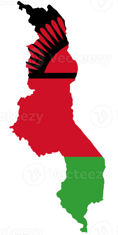 Malawi flag on map png