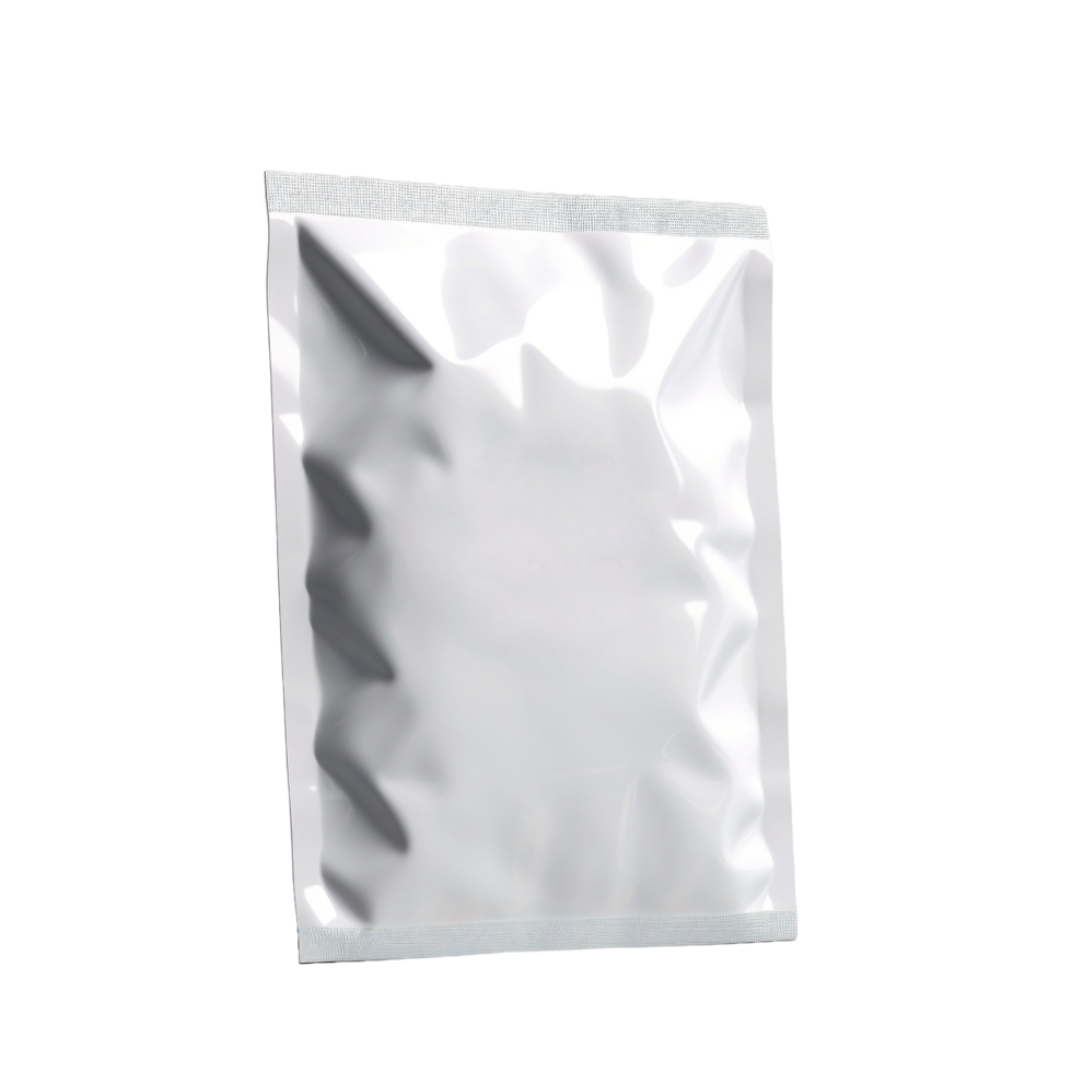 AI generated a silver foil pouch on a transparent background png