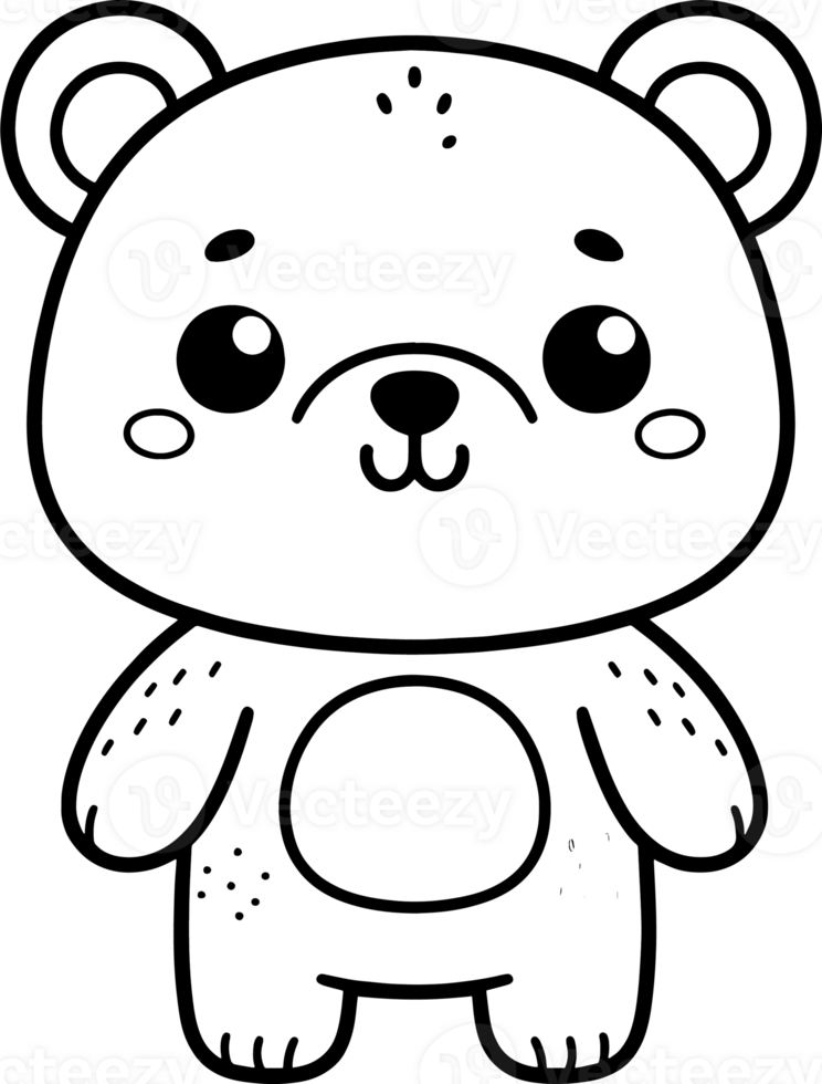 Bear cartoon character line doodle black and white coloring page png