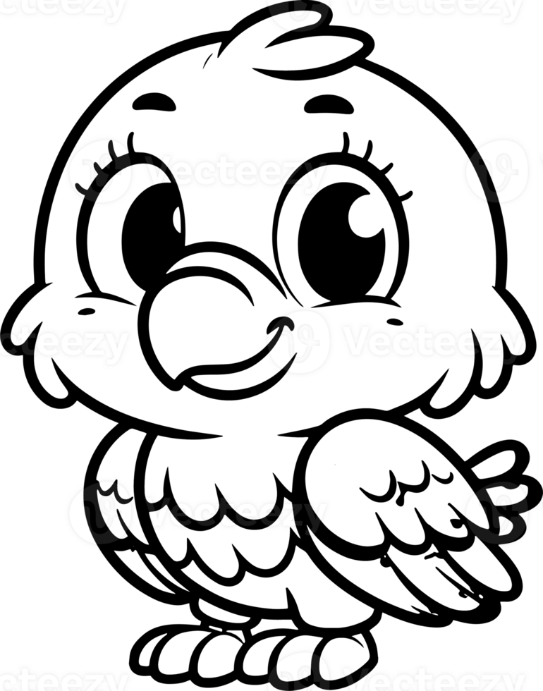 Eagle cartoon character line doodle black and white coloring page png