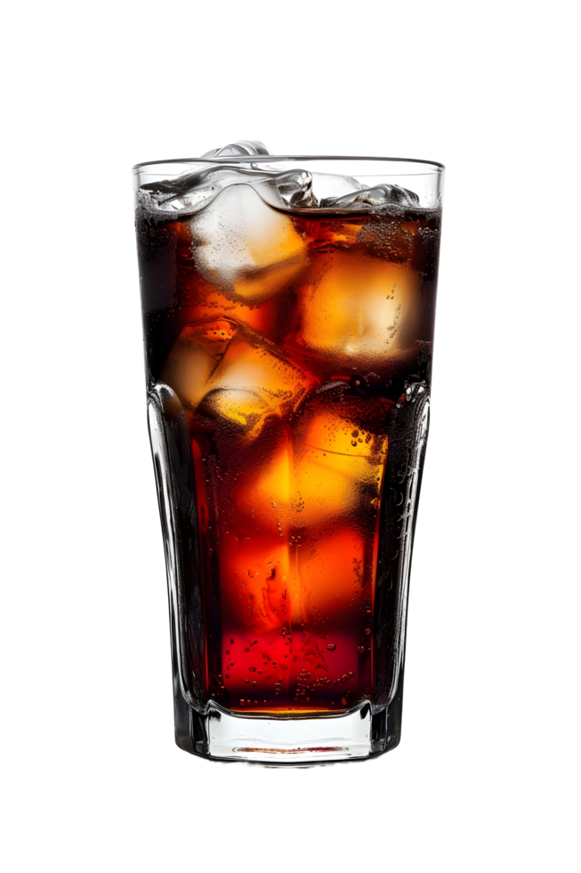 AI generated a glass of cola with ice on a transparent background png